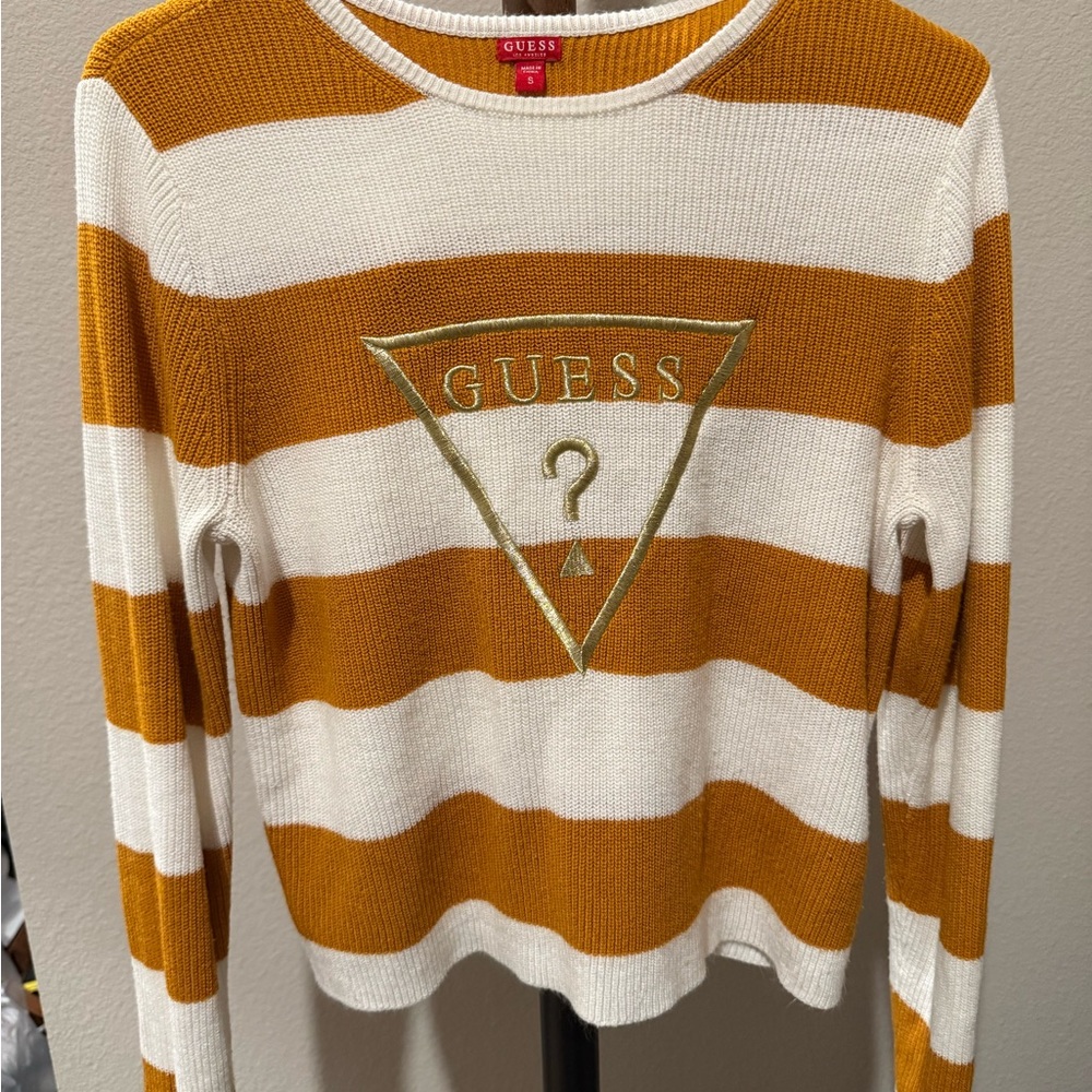 Guess Striped Sweater in White and Orange